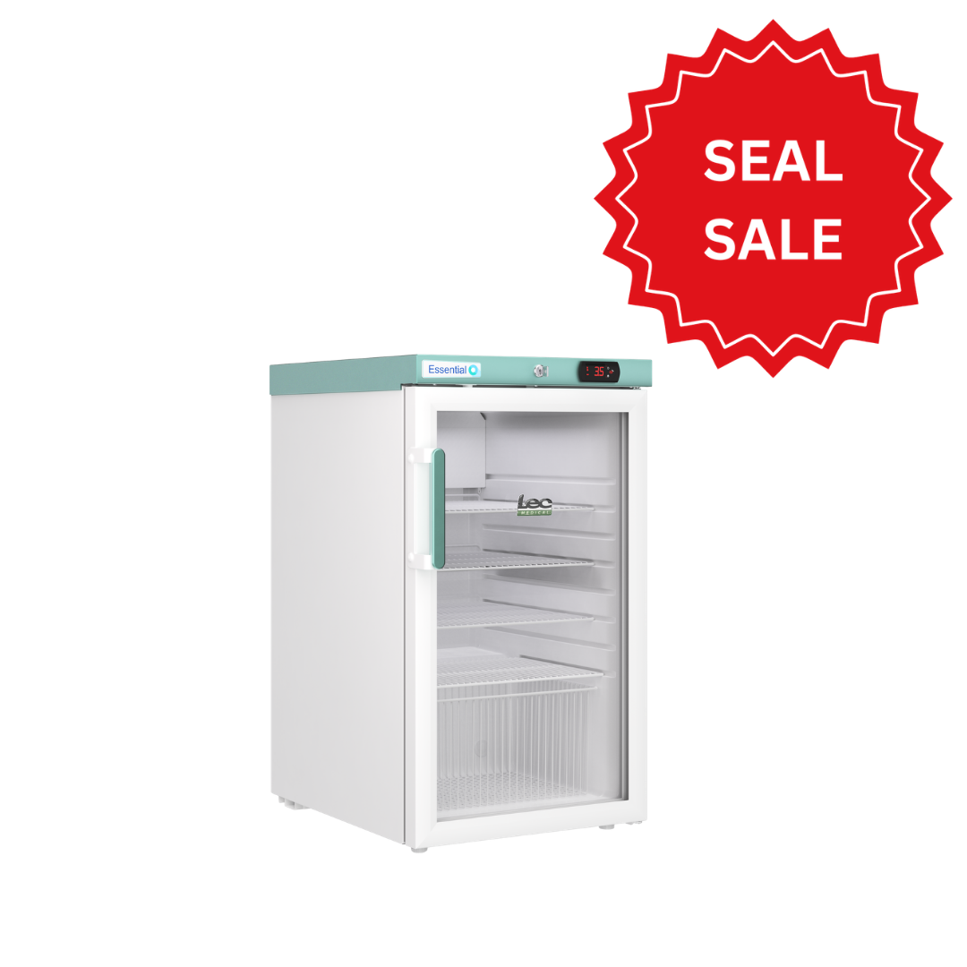 White LEC Medical Vaccine refrigerator with a red 'SEAL SALE' label on a white background 444411886