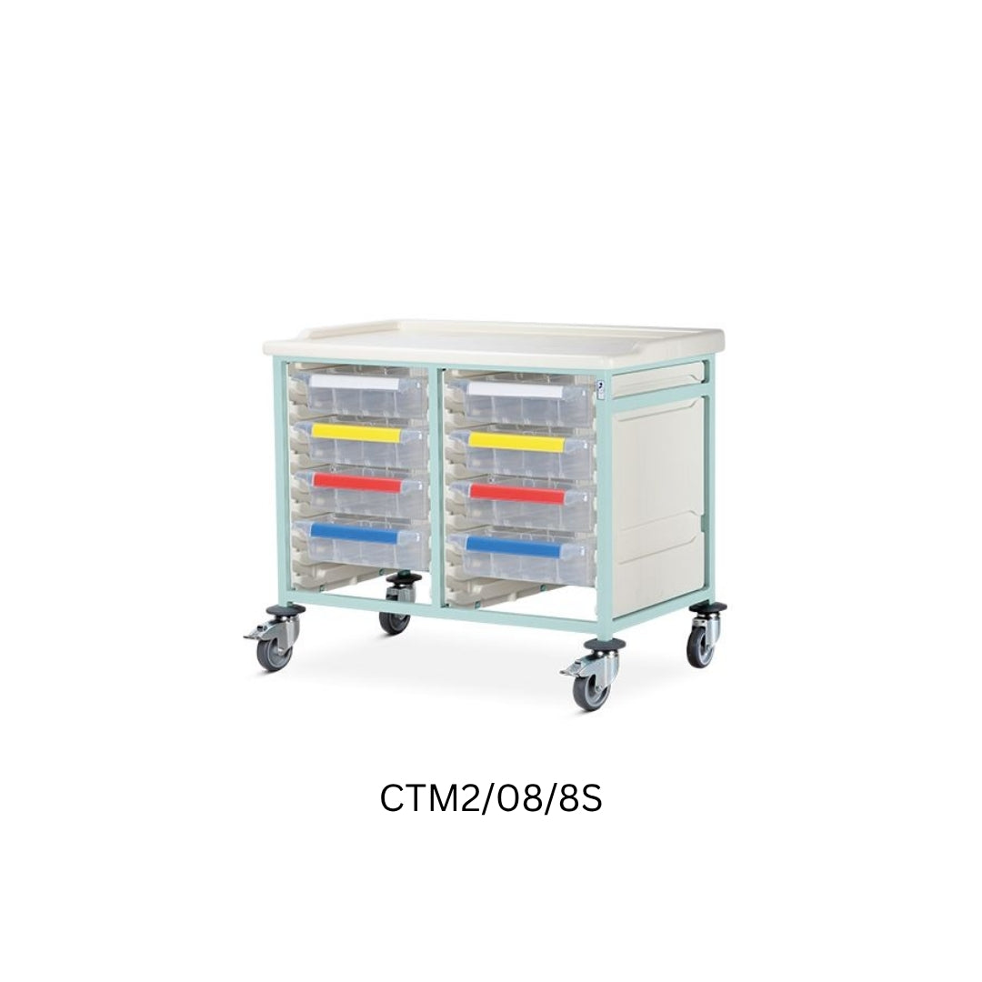 Caretray – Mild Steel, Low Level Double Column Healthcare Trolley