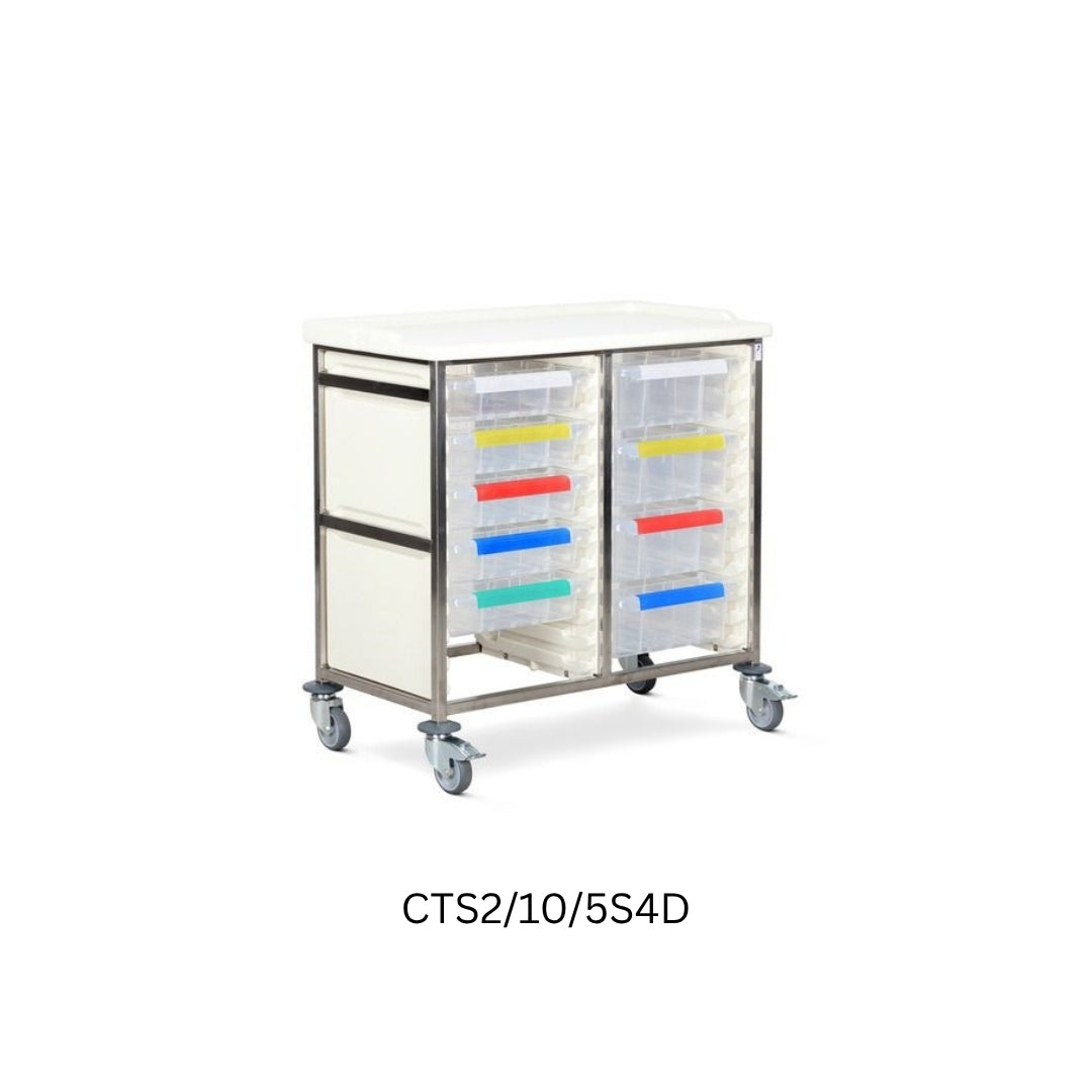 Caretray – Stainless Steel Double Column Healthcare Trolley
