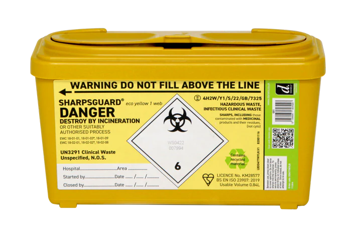 Sharpsguard Yellow 1 Ltr Sharps Bin - Single