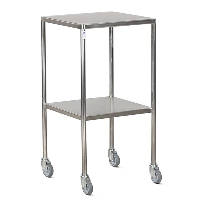 Dressing Trolley Fixed Shelves, Sides Down, Stainless Steel, 450mm Deep, Small - 470 x 470 x 870mm