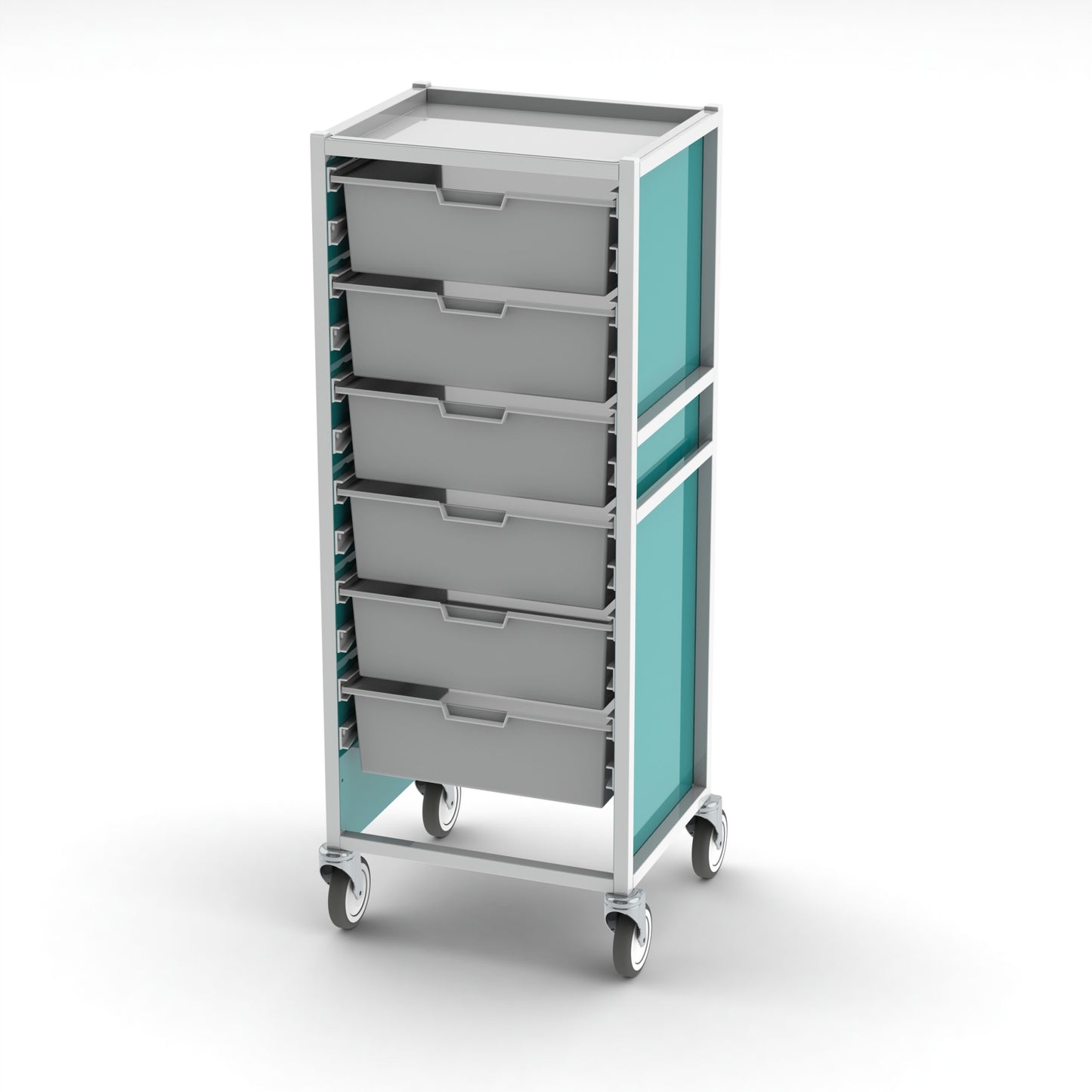 CareKart Storage trolley | Single Column & Double Height | 2 x 80mm, 5 x 160mm Trays | HECCK117/C