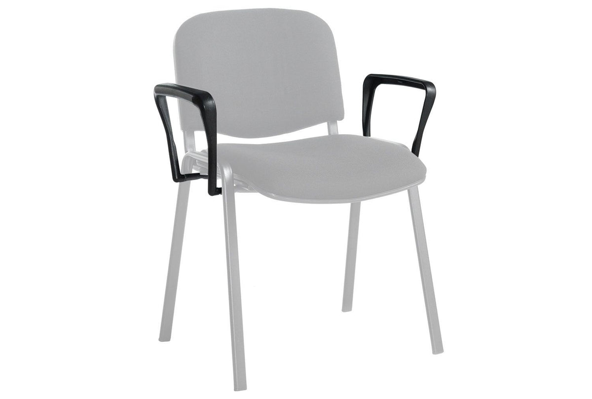 Pack Of 4 Vinyl Stacking Conference Chairs With Black Frame BLUE CHAIR W/ Arms