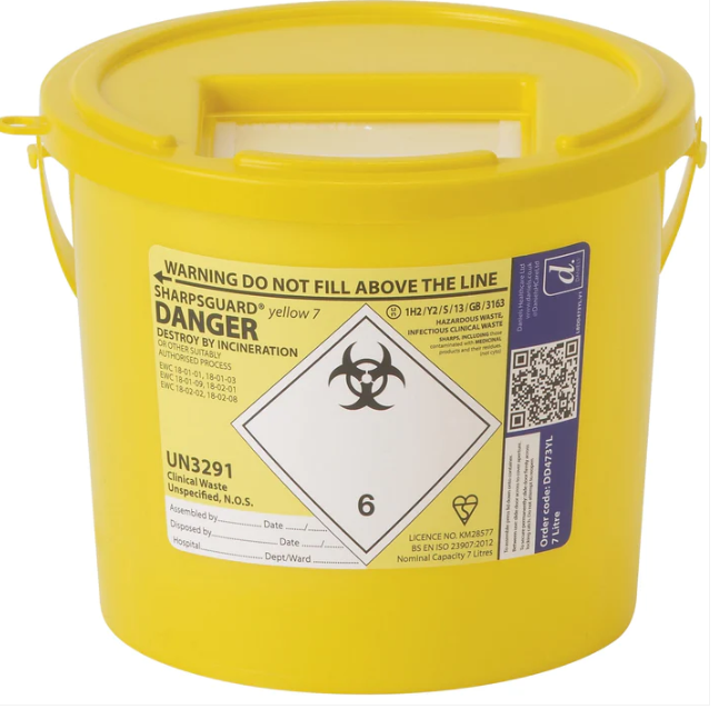 Sharpsguard Yellow 7 Ltr Sharps Bin