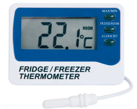 2-Pack Digital Fridge/Freezer Thermometer With LED Alarm & Max/Min Memory – Blue/White