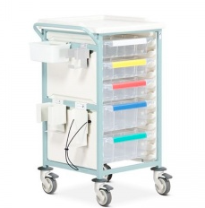 PHLEBOTOMY TROLLEY - MILD STEEL - 3 SMALL TRAYS - 2 DEEP TRAYS