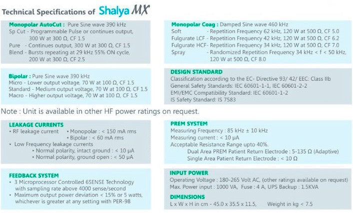 Shalya MX Electrosurgery Unit – Monopolar & Bipolar