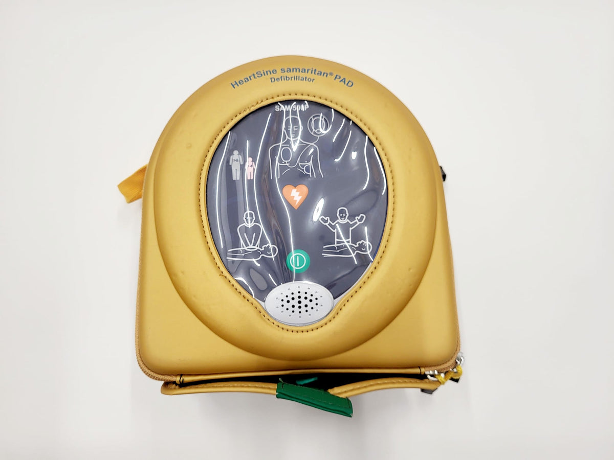 Pre-owned HeartSine 500P Defibrillator with CPR Advisor outer packaging