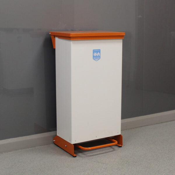 80 Litre Metal Fixed Body Clinical Waste Bin - orange and white