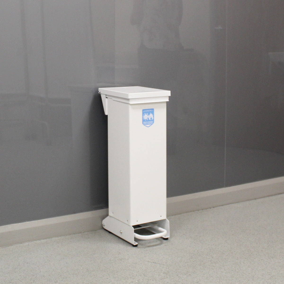 28 Litre Metal Fixed Body Clinical Waste Bin white