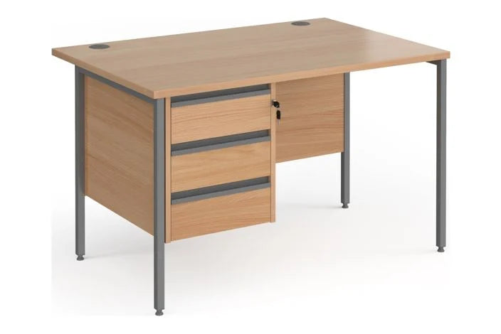 Classic+ Rectangular H-Leg Desk 3 Drawers (Graph) BEECH