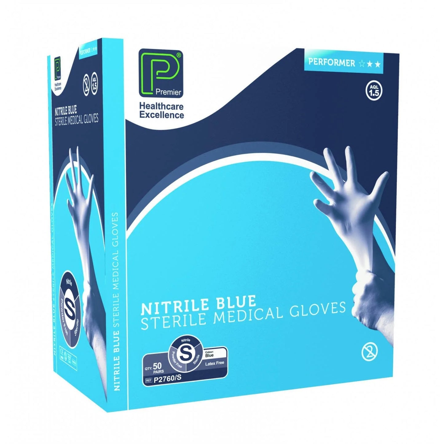 Blue Sterile Nitrile Gloves Pack of 50 - Small