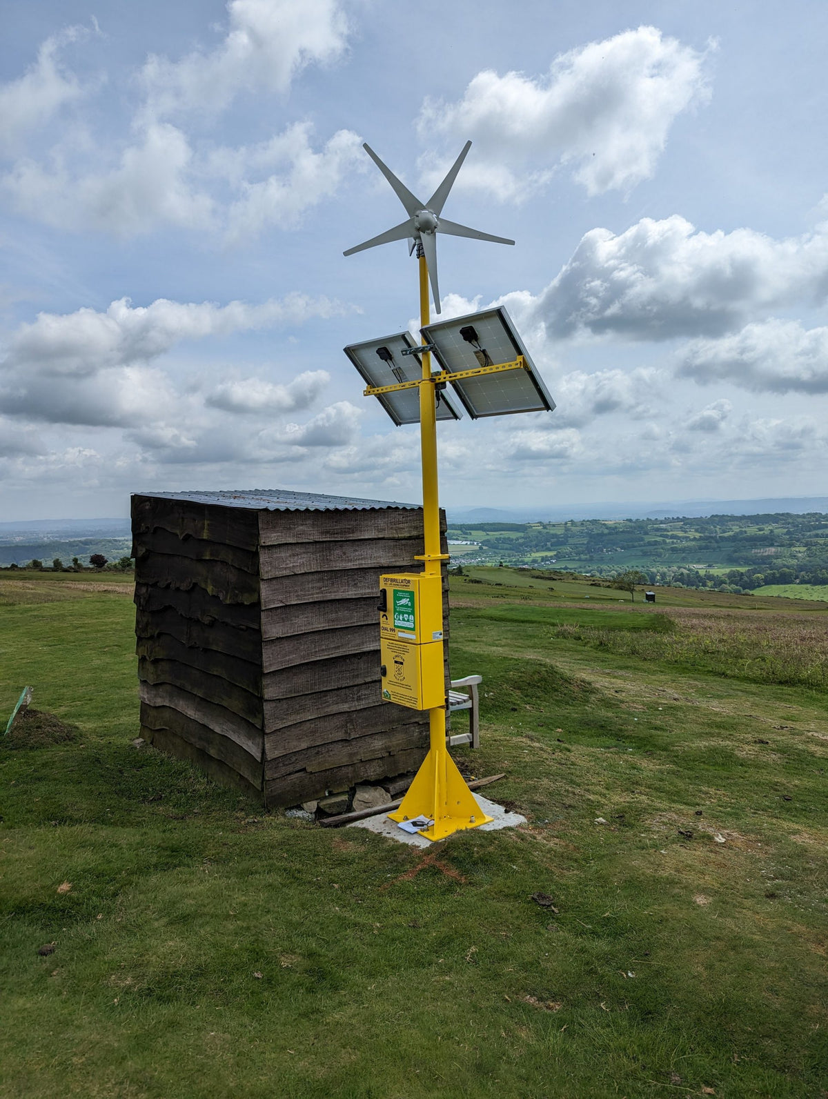 Solar & Wind Powered Defibrillator Cabinet in situ