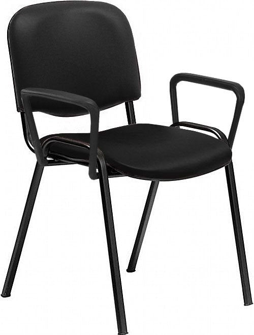 Antibacterial Vinyl Waiting Room Chair With Arms - black