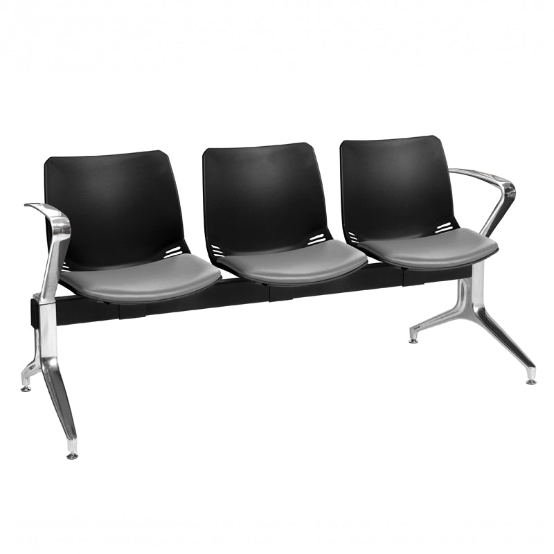Sunflower - Neptune Visitor 3 Seat Module with 3 Grey Vinyl Upholstered Seat Pads