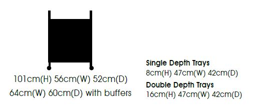 VISTA 50 Clinical Trolley, 4 Single & 1 Double Depth Trays