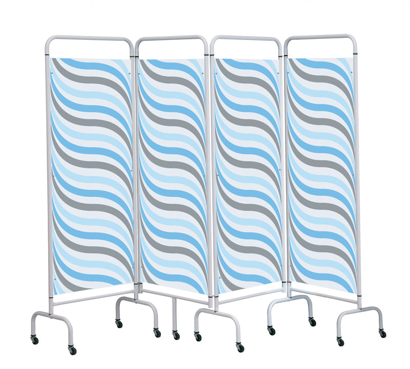 4 Panel Mobile Folding Hospital Ward Screen waves
