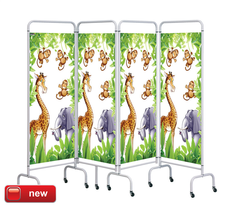 4 Panel Mobile Folding Hospital Ward Screen animals
