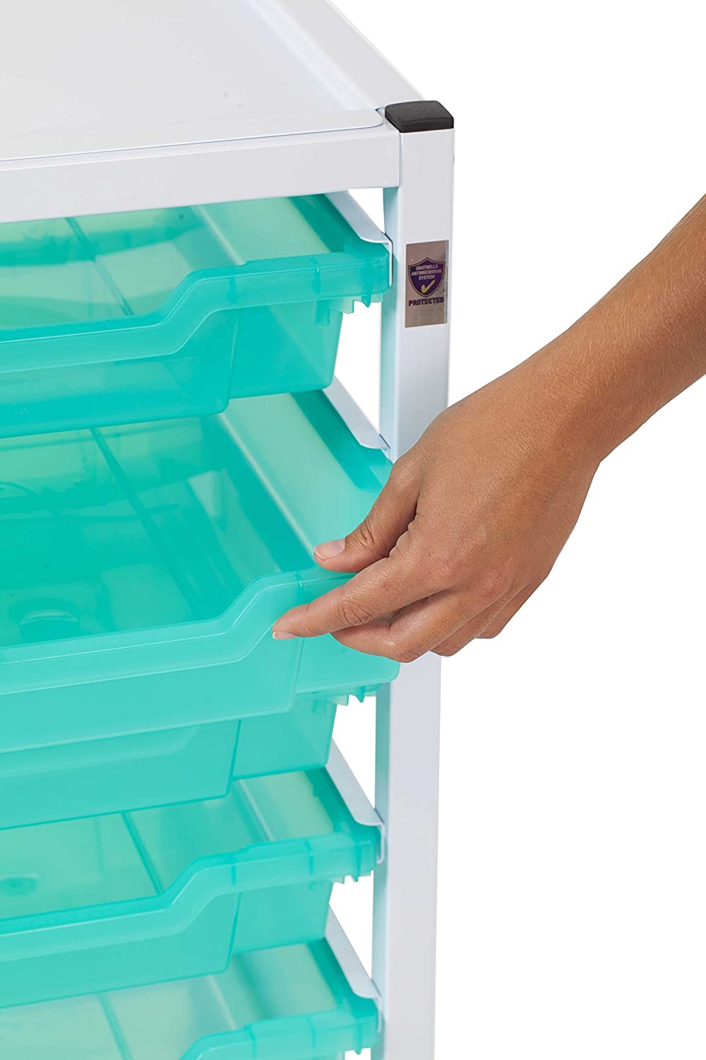 Antimicrobial Trolley with 4 Shallow & 1 Deep Kiwi Jelly Trays - trays
