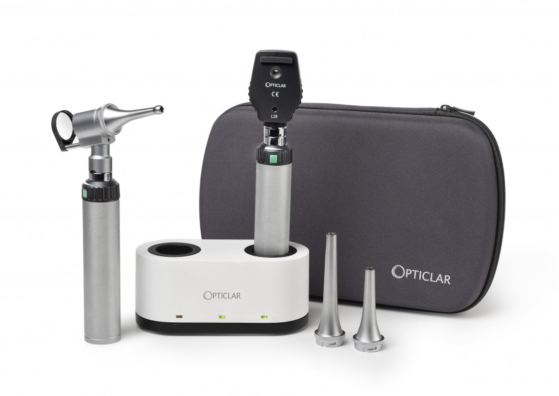 Opticlar - Standard Veterinary Diagnostic Set - 2 ADAPT Lithium Rechargeable Handles, Twin Port Charger