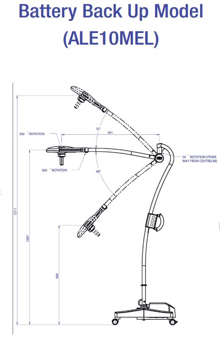 Brandon Medical - Astralite Minor Surgical Lamp, mobile with battery backup (100Klux)