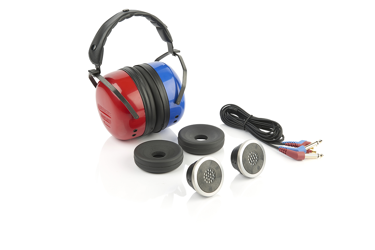 A pair of Amplivox audiocups - with accessories