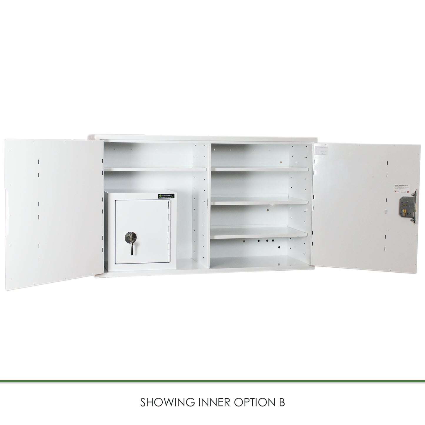 Pharmacy Medical - HECCMC403A MEDICINE / DRUGS CABINET 600 X 1000 X 300mm | DOUBLE DOOR, 6 FULL DEPTH SHELVES | R/H HINGE - with internal: CONTROLLED DRUGS CABINET S, M or L | 1 SHELF (Removable) | R/H HINGE