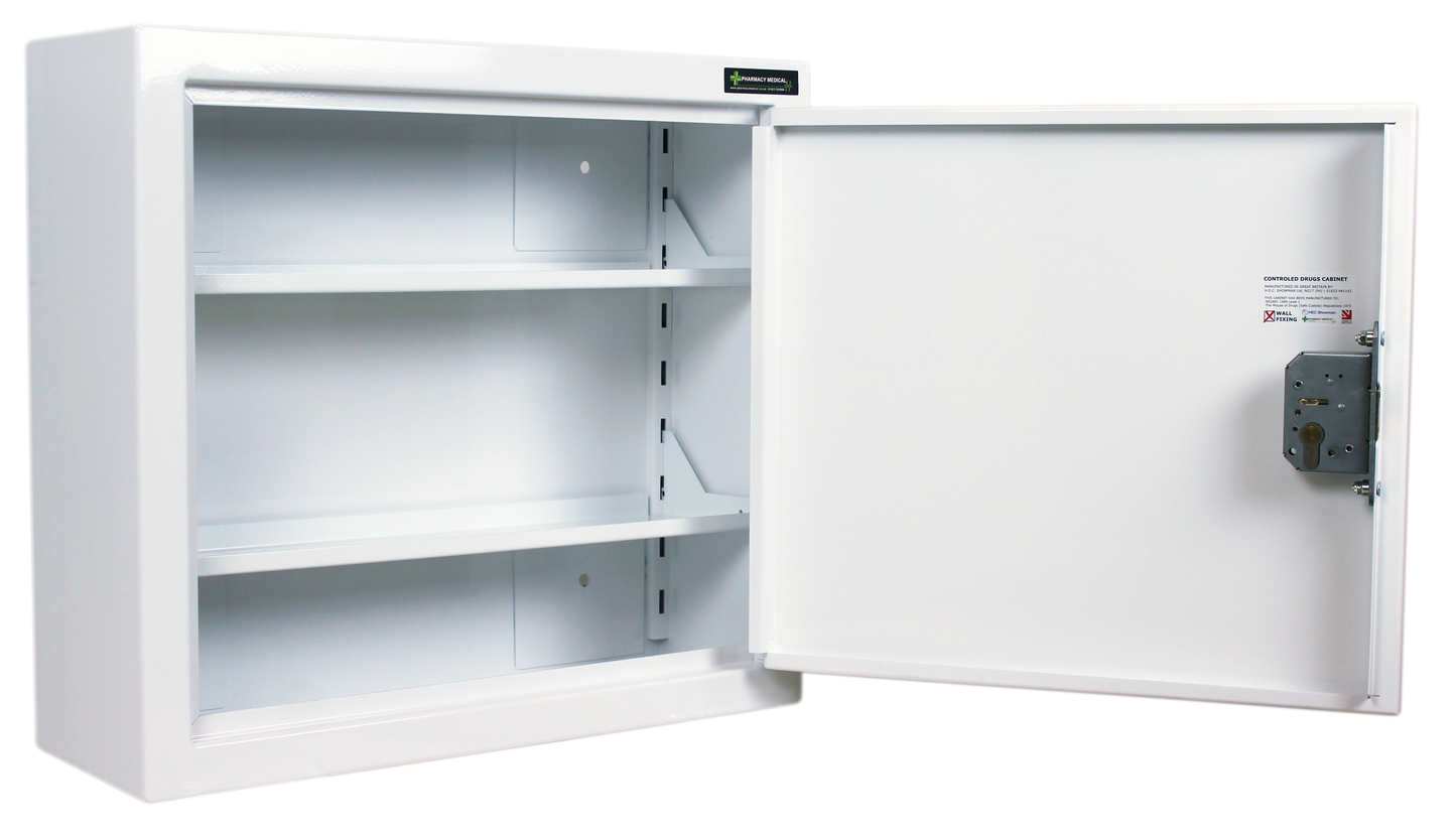 Pharmacy Medical - HECDC101S CONTROLLED DRUGS CABINET 480 X 560 X 160mm | 2 SHELVES (Adjustable) | R or L HINGE