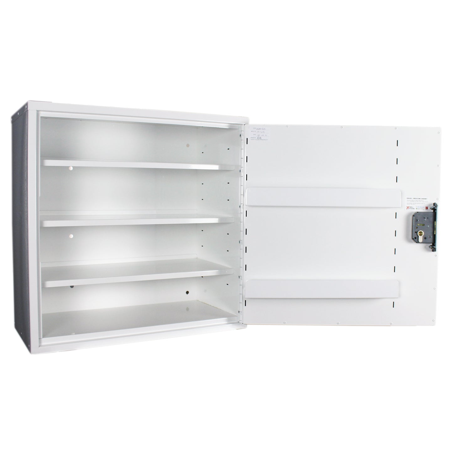 Pharmacy Medical - HECMC201 MEDICINE / DRUGS CABINET 600 X 600 X 300mm | 3 INTERNAL SHELVES + 2 DOOR SHELVES | R or L HINGE, optional warning light