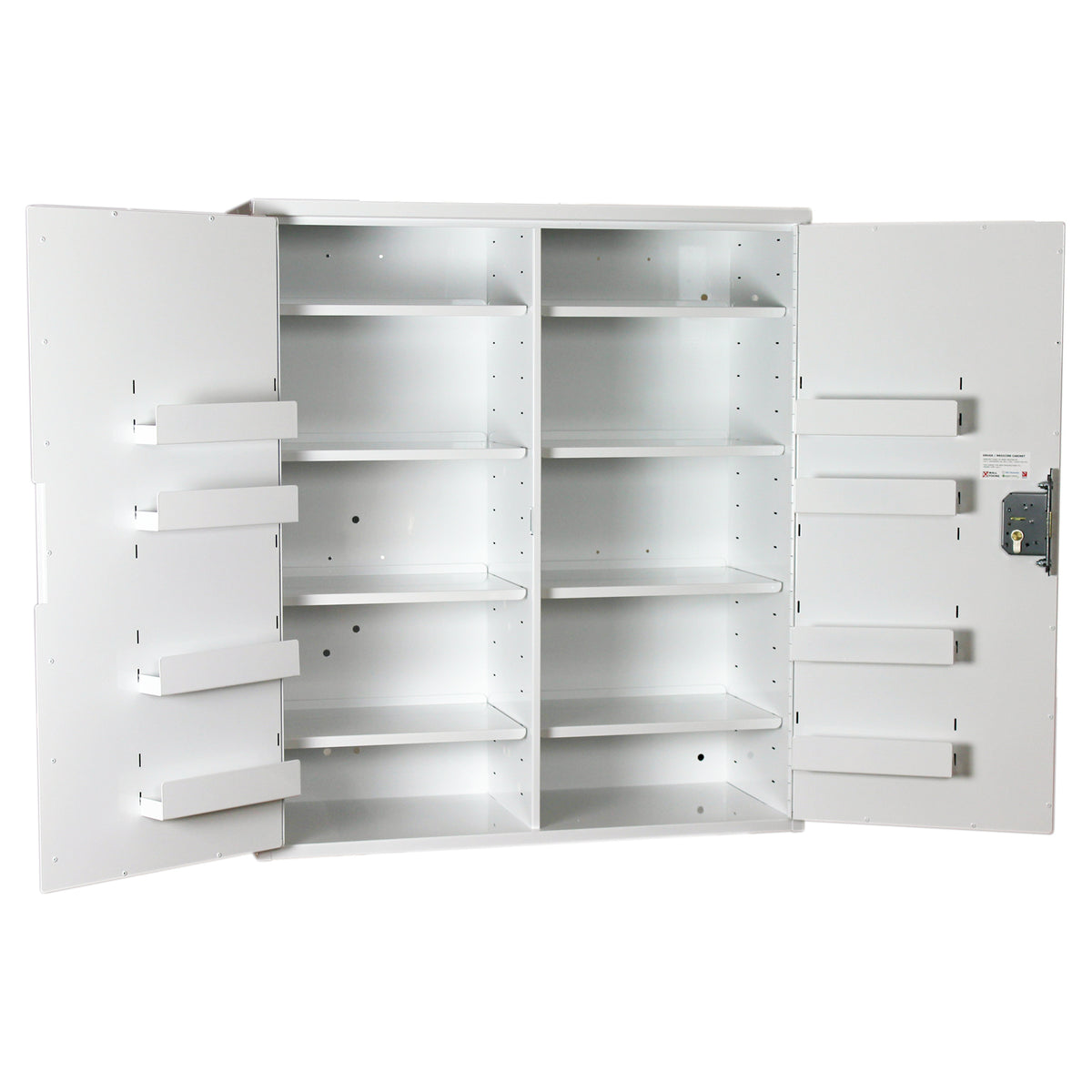 HECMC412 MEDICINE / DRUGS CABINET | 8 INTERNAL SHELVES + 8 DOOR SHELVES | DOUBLE DOOR | Optional warning light