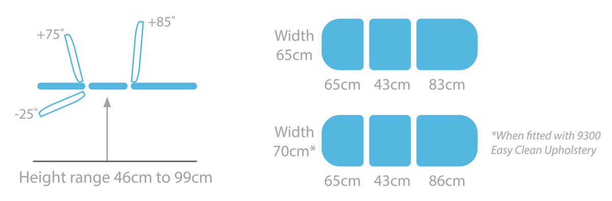 Seers - Medicare 3 Section Hydraulic Couch measurements