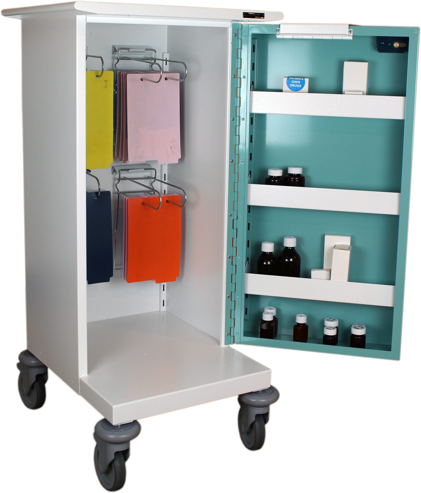 Pharmacy Medical - HECT110 4 HOOP MONITORED DOSAGE (MDS) DRUGS TROLLEY | SINGLE DOOR / key or code lock