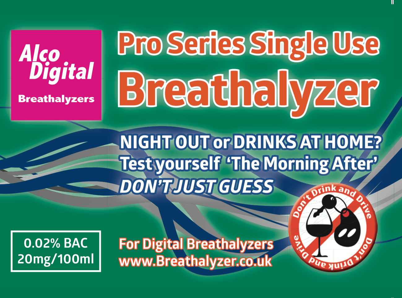 Box of 150 Single Use NF approved 0.02% BAC Breathalyzer