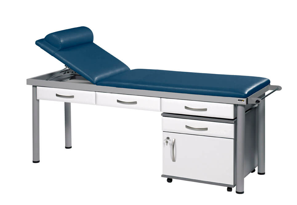 Sunflower - Practitioner Deluxe Examination Couch in Gloss White Cabinet Finish, various vinyl colours