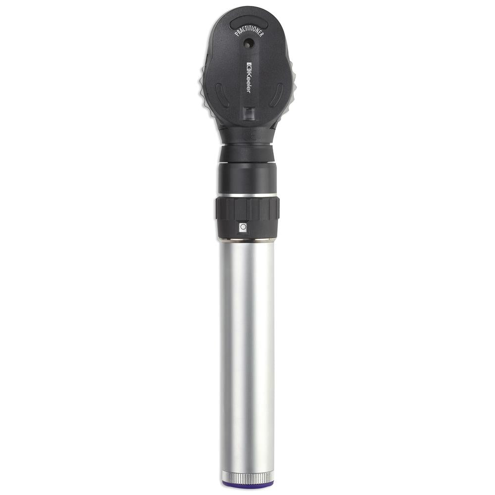 Keeler Practitioner Ophthalmoscope with a black head and bulb, featuring a slimline handle.