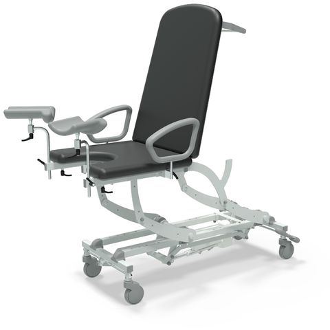 Seers - CLINNOVA Gynae 2 Electric couch, electric back rest and gas assisted foot rest, classic base with wheel and switch options (265Kg SWL)