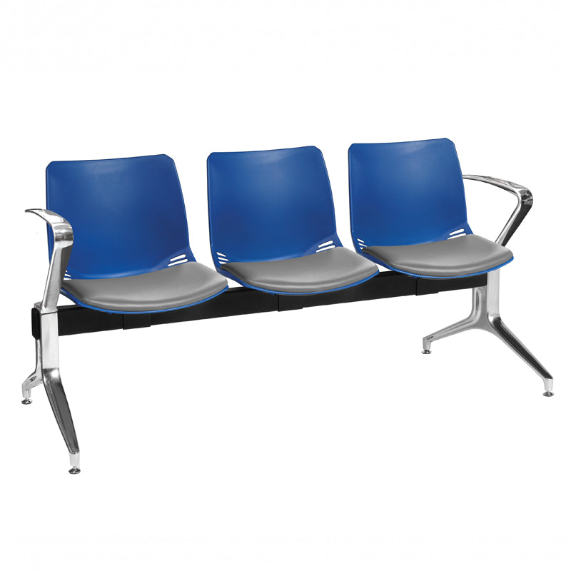 Sunflower - Neptune Visitor 3 Seat Module with 3 Grey Vinyl Upholstered Seat Pads