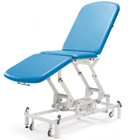 Seers - Medicare 3 Section Electric Couch with electric backrest and gas assisted footrest - bright blue