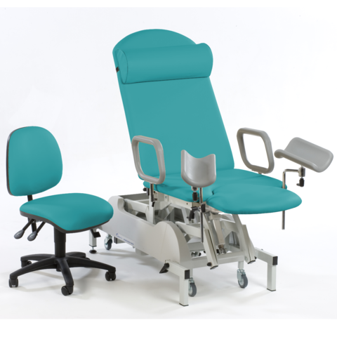 Seers - Medicare Deluxe Gynaecology Couch Deluxe model Removable extension, base cover, matching chair - PRH and HC (RWD)