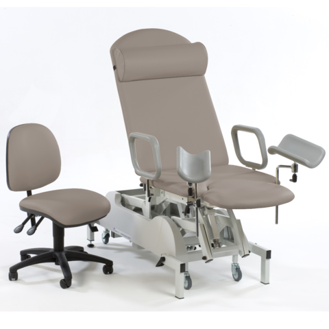 Seers - Medicare Deluxe Gynaecology Couch Deluxe model Removable extension, base cover, matching chair - PRH and HC (RWD)