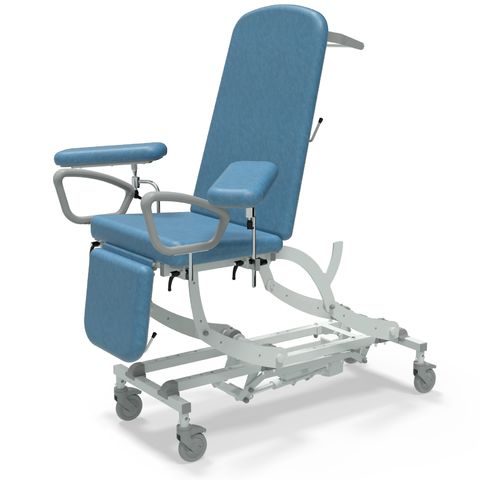 Seers - CLINNOVA Phlebotomy 1 Electric couch, gas assisted back and foot rest, hand switch, with base and wheel options (265Kg SWL)