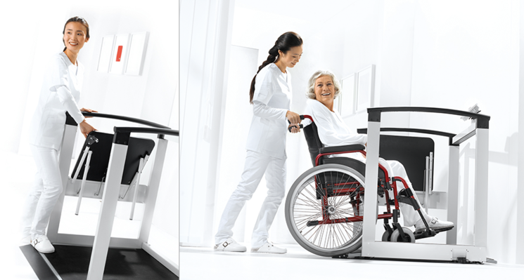 seca 685 - Class III high capacity digital wheelchair scale with handrail on both side, folding seat, BMI. RS232 interface - ideal for Renal Units
