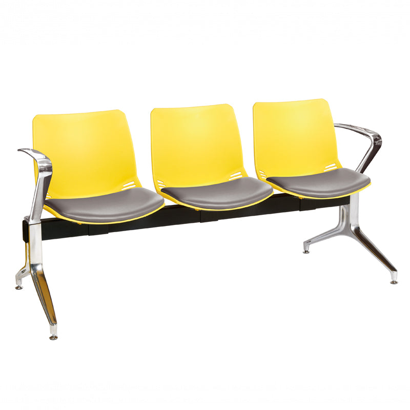Sunflower - Neptune Visitor 3 Seat Module with 3 Grey Vinyl Upholstered Seat Pads