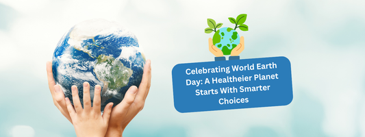 World Earth Day design with someone holding an Earth in their hands