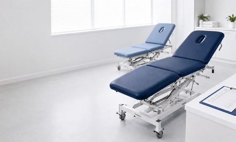 Treatment couches in white clinic