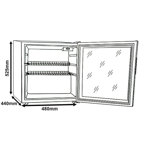 BLACK. Glass door Table Top 50L fridge