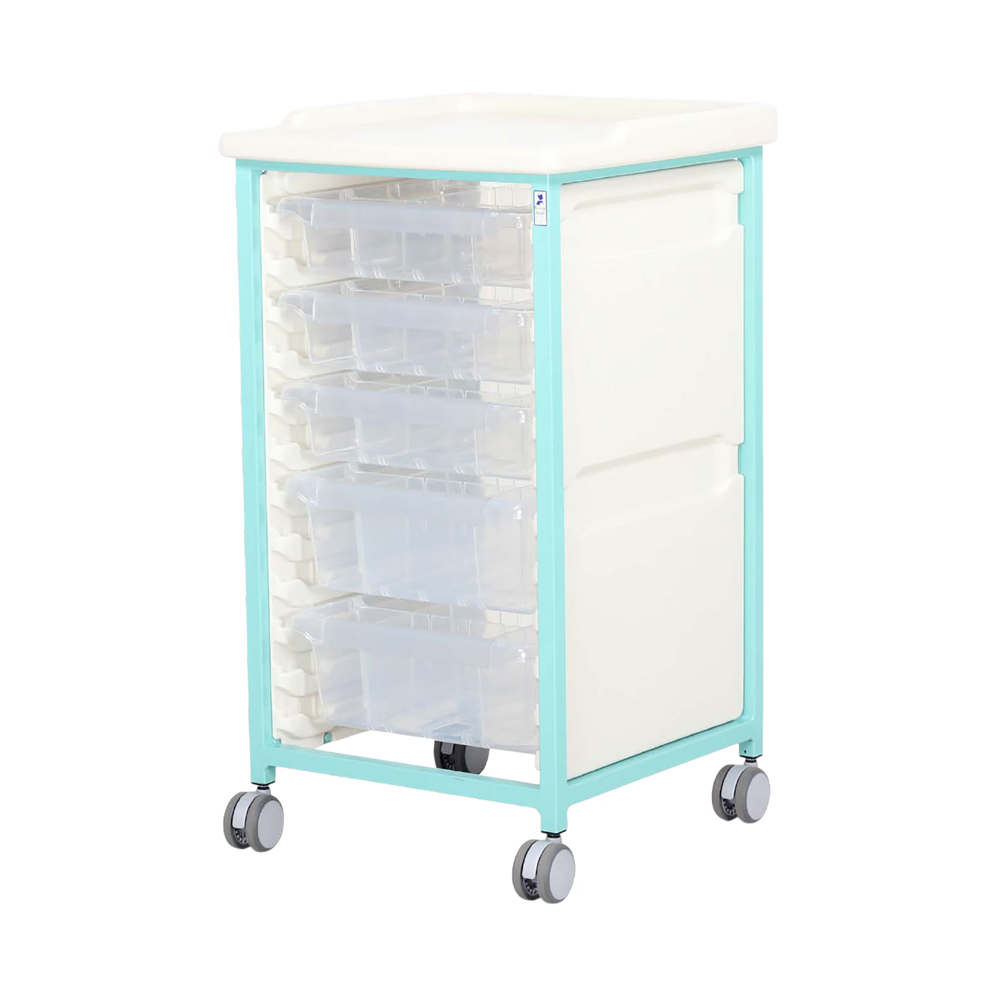 Tray Trolley Standard Single Column Mild Steel 3 Small/2 Deep Drawer