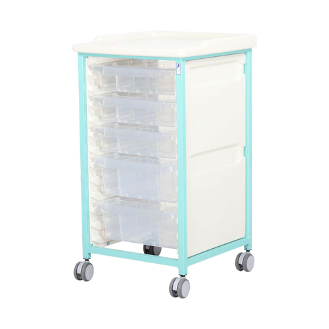 Tray Trolley Standard Single Column Mild Steel 3 Small/2 Deep Drawer