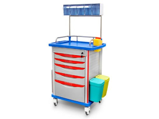 Trolley with 5 drawers, shelves and accessories