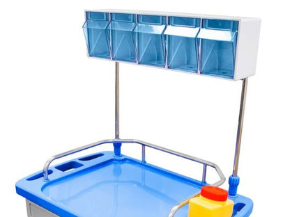 Trolley with 5 drawers, shelves and accessories
